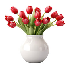 Beautiful red tulip flowers isolated on white or transparent background, png clipart, design element. Easy to place on any other background.