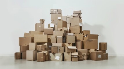 Mountain of Cardboard Boxes in Warehouse
