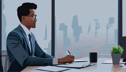 Man  working on laptop in office