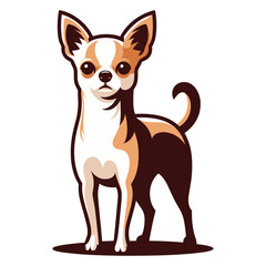 Fototapeta premium Cute chihuahua dog full body flat design illustration, standing purebred chihuahua doggy, funny adorable pet animal vector template isolated on white background
