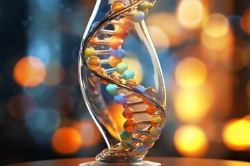 DNA, mangifying glass. 3d illustration..