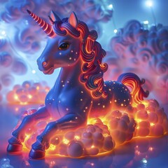 Transform any space into a dreamy realm with a Fantasy Unicorn on Cloud Floor, brought to life by Rainbow Light Effects. - obrazy, fototapety, plakaty