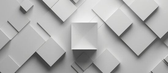 Realistic grey emblem with white cube background.