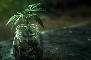 a plant in a jar