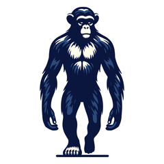 Monkey ape chimpanzee full body vector illustration, wild animal primate, standing monkey illustration concept, design template isolated on white background