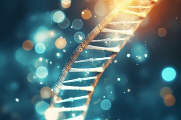 DNA strand on scientific background. 3d illustration  - obrazy, fototapety, plakaty