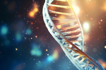 DNA strand on scientific background. 3d illustration  - obrazy, fototapety, plakaty