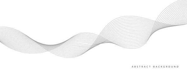 Abstract wave element for design. Digital frequency track equalizer. Stylized line art background. Vector illustration. Wave with lines created using blend tool. Curved wavy line, smooth stripe.