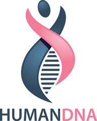 Human DNA and genetic logo design. Emblem, Concept Design, Creative Symbol, Icon.
