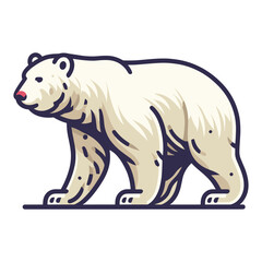 Wild polar bear full body design illustration, zoology element illustration, arctic north pole animal icon, vector template isolated on white background