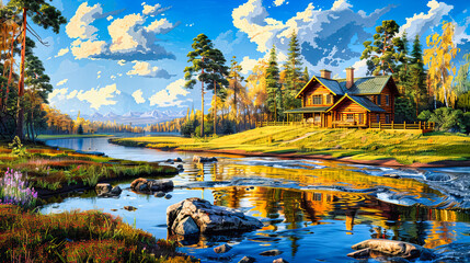 Forest Cabin by the Lake, Peaceful Retreat in Nature, Serene and Idyllic Getaway Spot