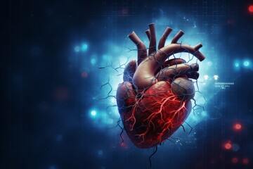 Human Heart Diagram, Ecg graph, heart attack concept.  - obrazy, fototapety, plakaty