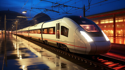 ICE High Speed Train Arrived At Railway Station On Time At Midnight