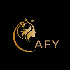 AFY letter logo. beauty icon for parlor and saloon yellow image on black background. AFY Monogram logo design for entrepreneur and business. AFY best icon.	
