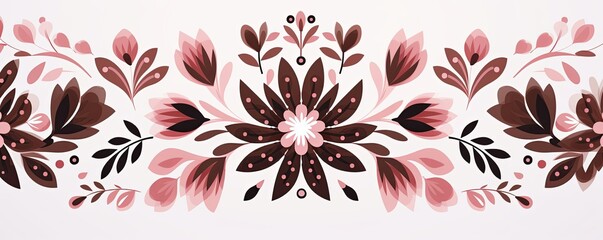 bright spring colors brown and white, pinknordic pattern white background with flower and flowers, floral backdrop with copy space