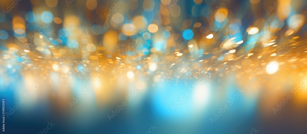 Poster the image shows a blurred background with a mix of blue and yellow colors merging and creating a uni