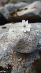 Fototapeta na wymiar flower on stone background.