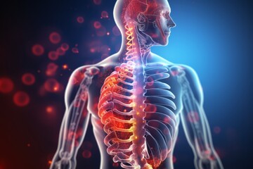 Human digestive system anatomy with DNA strand. 3d illustration..