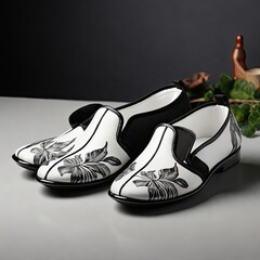 Naklejka premium bard black and white Male Slippers, restaurant, e-commerce, product branding