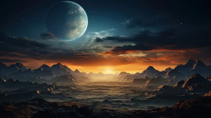 Foto op Plexiglas Fantasy alien planet. Mountain. © WaniArt