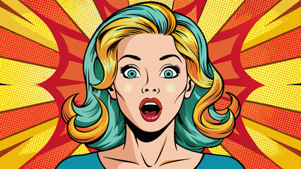 pop art illustration surprised girl comic woman