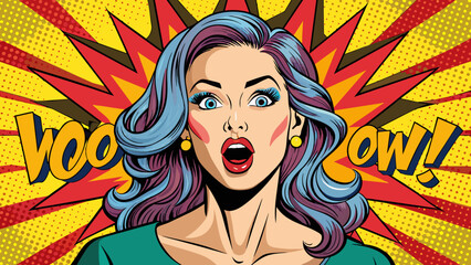 pop art illustration surprised girl comic woman