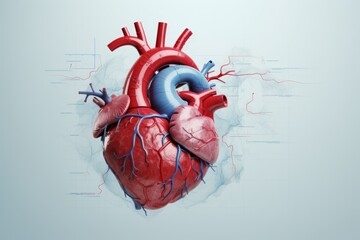 Human heart anatomy on medical background. 