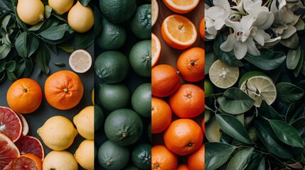 Vibrant citrus fruit palette   a colorful assortment of various citrus fruits in a lively mix