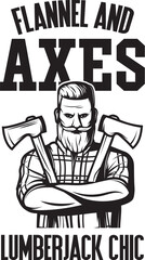 Flannel And Axes Illustration, Lumberjack Vector, Arborist Shirt Design