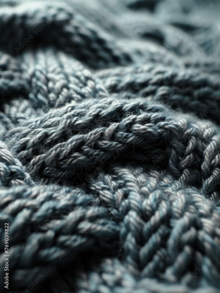 Poster a close up of a knitted fabric with some yarn. generative ai.