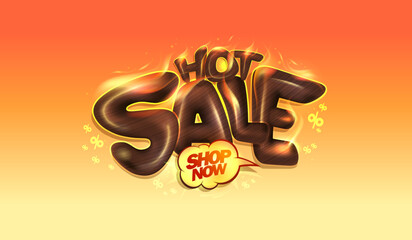 Hot sale banner mockup with 3D style melting chocolate letters