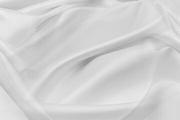 Close-up of rippled white silk fabric - 769040217
