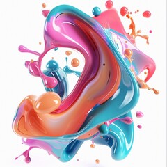 Abstract liquid 3d background with a three-dimensional font