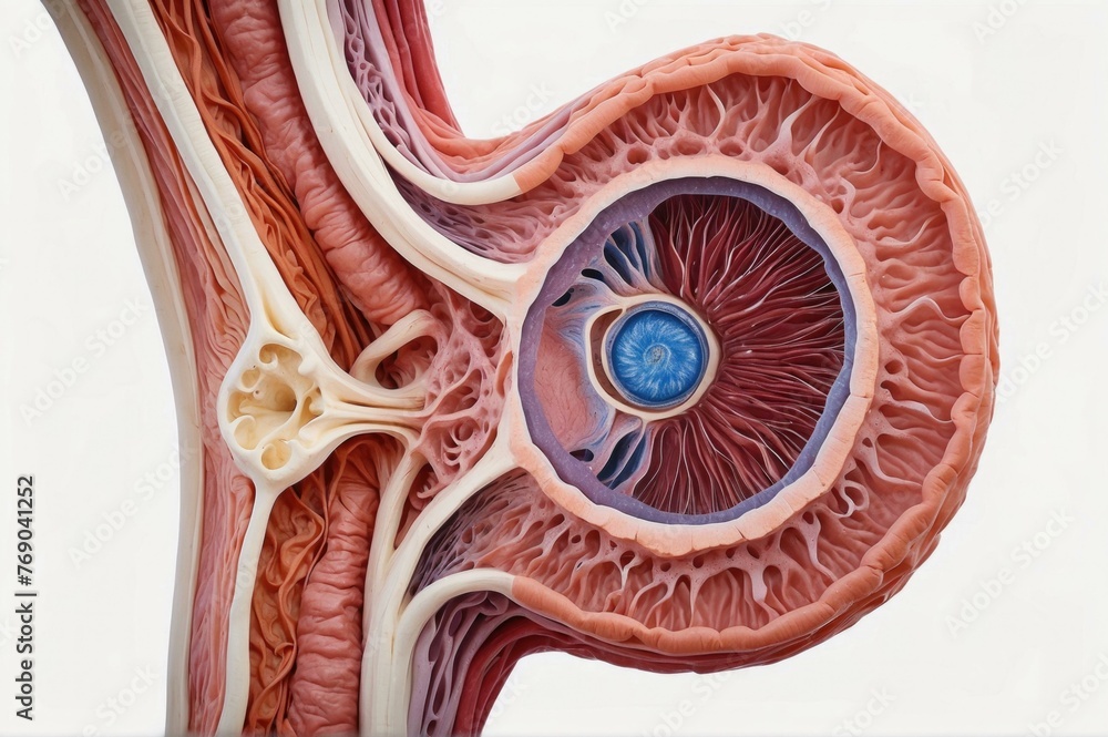 Poster a close up of the inside structure and organs. generative ai.