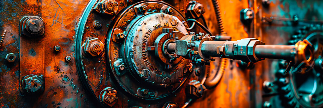 Gears of Time: An Intricate Assembly of Vintage Machinery, Symbolizing the Unyielding Progress of Technology