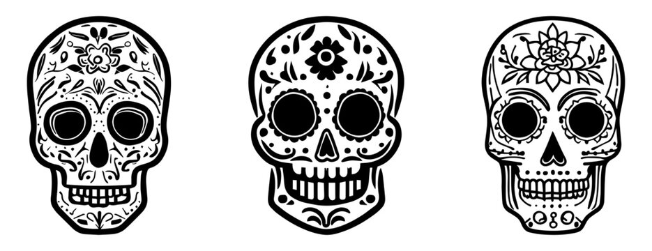 Sugar Skull Icon set. Day of the Dead. Flat vector illustration