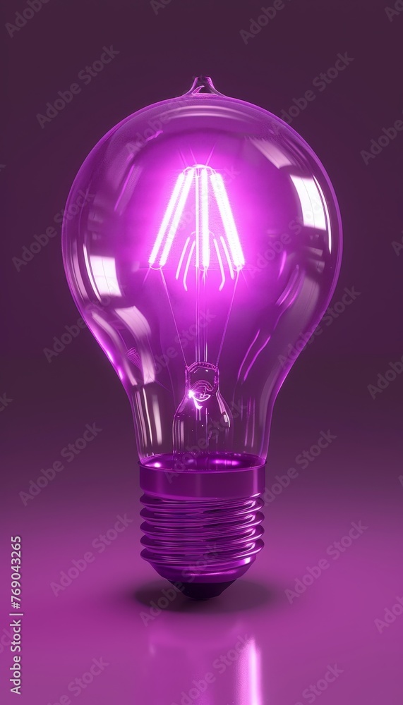 Poster neon light bulb casting radiant glow in empty space, illuminating and enhancing the atmosphere