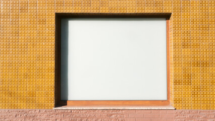 Fototapeta premium Ventana en pared de azulejos con cuadrados