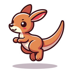 Obraz na płótnie Canvas Cute kangaroo full body cartoon mascot character vector illustration, funny adorable Australian mammal animal design template isolated on white background