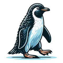 Cute penguin full body vector illustration, zoology element illustration, Antarctic south pole bird animal icon, cartoon design template isolated on white background