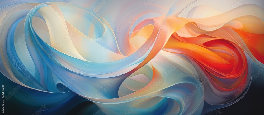Poster vibrant and dynamic abstract painting featuring a swirl of various colors on a deep black background