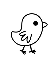 Coloring page with chick. Black and white little bird. Vector