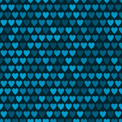 Mosaic denim blue heart pattern. Decorative Vector texture for Valentines Day