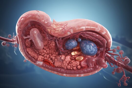 Human pancreas anatomy. 3d illustration.. 