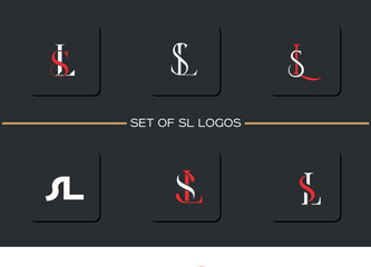 Set Of SL, LS, S, L, Abstract  Letters Logo Monogram