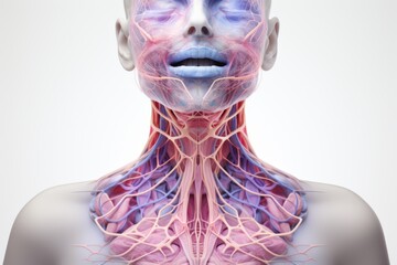 Human thyroid gland anatomy, thyroid cancer  - obrazy, fototapety, plakaty