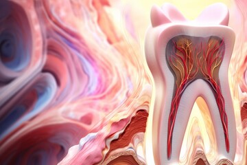 Human tooth cross section anatomy on scientific - obrazy, fototapety, plakaty