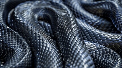 Seamless pattern, close-up of intertwined snakes in black tones, suitable for texture and pattern concepts.