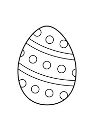 Coloring page Easter egg with stripes and dots. Black and white egg. Vector.