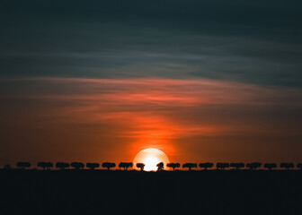 Fototapeta na wymiar Poetic Sunset Vilafranca del Penedes, Barcelona, Spain